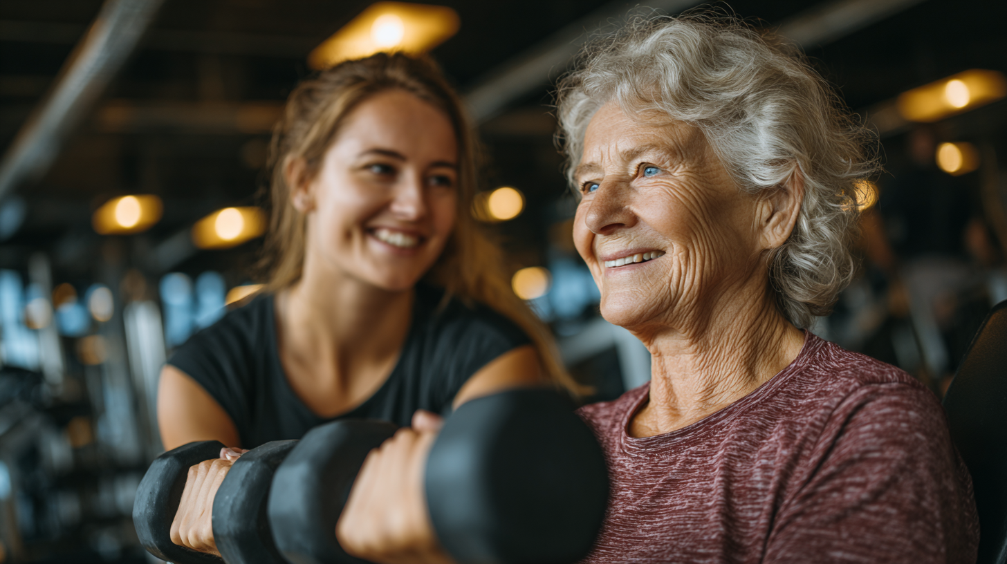 Tabiatda mashq qilayotgan keksa odamlar